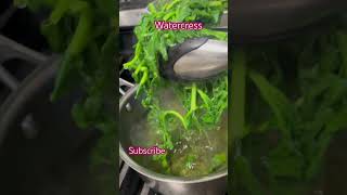 Watercress Blanched For Salad Healthy Food satisfying shorts [upl. by Ardnuaek]