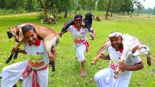 3 full Mutton cooking for village people  Three full goat meat cooking amp eating video [upl. by Weinstock957]