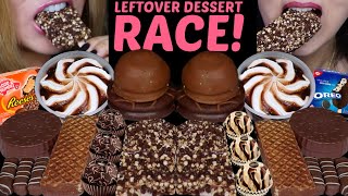 ASMR LEFTOVER DESSERT RACE REESES ICE CREAM BAR CHOCOLATE SWIRL SUNDAE MARSHMALLOW FERRERO 먹방 [upl. by Kizzee]