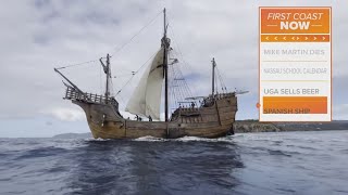 Replica ship similar to one Ferdinand Magellan used to circumnavigate globe sails into St Augustine [upl. by Gnoh272]