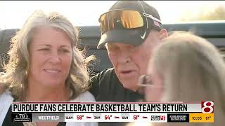 Former coach Keady joins Purdue fans to welcome team back after NCAA final [upl. by Ailerua]