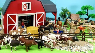 Red Barn Playset with Barnyard Animal Friends  Cows Horses Sheep [upl. by Wiencke7]