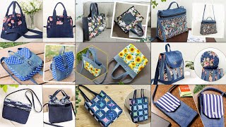 9 DIY Denim and Printed Fabric Bags  Old Jeans Ideas  Compilation  Upcycle Crafts  Bag Tutorial [upl. by Anik273]