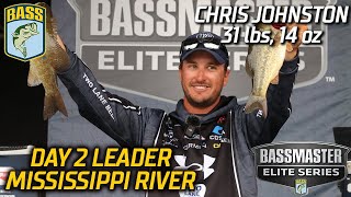 Chris Johnston leads Day 2 at Mississippi River with 31 pounds 14 ounces Bassmaster Elite Series [upl. by Nomde]