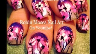 Nail Art Tutorial  Easy Daisy Nails  Purple Ombre Nail Design [upl. by Ettenuj]