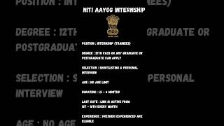 Niti Aayog Internship 2024  Internship For College StudentsGovernment Online Internship 💼🔥 shorts [upl. by Saunder]