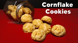 NO MIXER Easy Cornflake Cookies  Crunchy Cornflake Cookies Recipe [upl. by Luoar81]