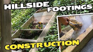 DIY pouring footings on a slope Deck Repair [upl. by Orozco]