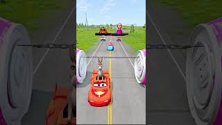 Funny Cars amp Strange Cars VS Two Bollard Barbie and GIANT Chain  BeamNGdrive [upl. by Esylle]