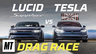 Fastest Cars We EVER Tested  INSANE Lucid Air Sapphire vs Tesla Plaid 12 Mile Drag Race  2200 HP [upl. by Cirde]