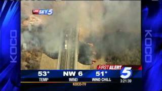 Vehicles Pass Through Grass Fire Smoke On Turner Turnpike [upl. by Aiak149]