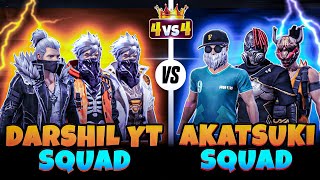 DARSHIL YT VS AKATSUKI GUILD 🤯🔥  4 VS 4 CLASH SQUAD MATCH 🤬👿  GARENA FREE FIRE [upl. by Ivon]