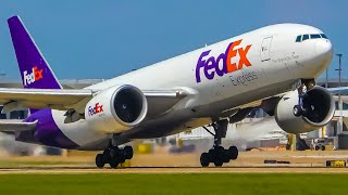 Scary plane landing FedEx Air Boeing 777 at Perpignan Airport [upl. by Esom]