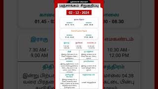 Today Tamil Calendar l Nalla Neram amp Panchangam l December 2 2024 l panchangam nallaneram [upl. by Ahsikyt]