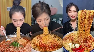 Eats Ten Packs of Instant Noodles Spicy Noodles Eating Mukbang Eating Sounds [upl. by Jarietta]