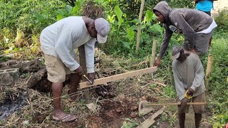 lining out the foundation and started the digging on the land [upl. by Ahsakal]