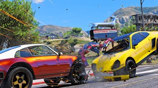 GTA 5 Crazy Iron Spider Car Crashes Vol9 Euphoria Physics Showcase Funny Moments Fails [upl. by Araj357]