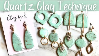 POLYMER CLAY EARRINGS TUTORIAL  QUARTZ POLYMER CLAY TECHNIQUE  HOW TO MAKE CLAY EARRINGS [upl. by Axe]