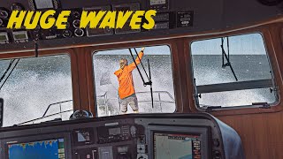 HUGE OCEAN WAVES HORRIBLE CRUISING WEATHER Nordhavn trawler life 163 [upl. by Eve]