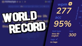 TYPING 277 WPM FOR 60 SECONDS WORLD RECORD [upl. by Adnical]