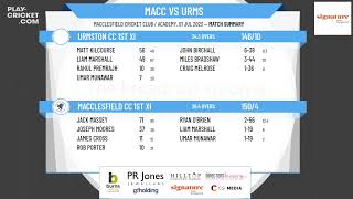 Cheshire County CL  1st XI Division 1  Macclesfield CC 1st XI v Urmston CC 1st XI [upl. by Ennoved716]