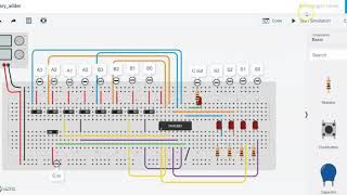 4bit binary adder using tinkercad  simulation [upl. by Sumner]