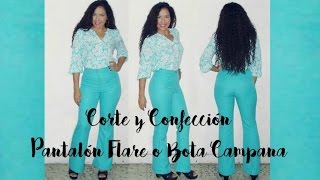 Corte y Costura de PANTALÓN BOTA CAMPANA de última tendencia en moda  SANDRA PADILLA [upl. by Akkin]