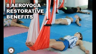 AERIAL YOGA 8 BENEFITS OF AEROYOGA® RESTORATIVE WITH RAFAEL MARTINEZ [upl. by Arlina]