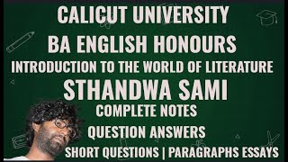 Sthandwa Sami  Question Answers  Notes  BA English 1st Semester  Calicut University [upl. by Yaj]