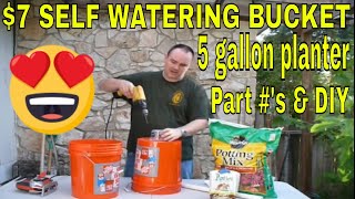 7 Dollar Self Watering Bucket  DIY HowTo make Each 5 Gallon Planter Container Garden 1  7 [upl. by Leblanc]