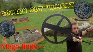 METAL DETECTING A ROMAN SETTLEMENT…COINS COINS COINS…metal detecting uk [upl. by Ayotahc]