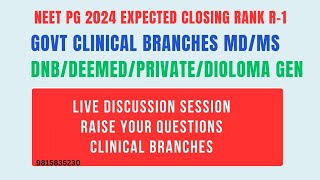 NEET PG 2024Expected Closing Rank R1 MDMSDNBDeemedPrivateDiploma Clinical Brancheneetpg2024 [upl. by Delogu]