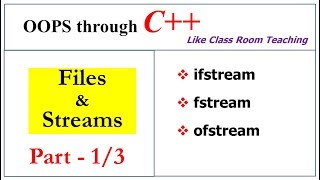 Files and Streams  Part13  ifstream fstream ofstream  OOPs in C  Lec42  Bhanu Priya [upl. by Marashio387]