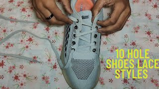 10 HOLES SHOES LACE STYLE  SPORTS SNEAKER NEW LACE STYLE  CROSSING LACE STYLES shoes howtodo [upl. by Lorilee]