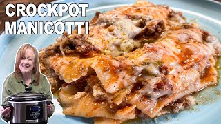 Crockpot MANICOTTI 3 Cheese amp Meat Sauce Italian Pasta Dish [upl. by Annayi]