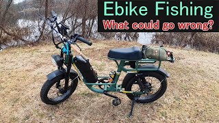 Winter ebike fishing riding a nakto F4 WHAT COULD GO WRONG [upl. by Dranyl141]