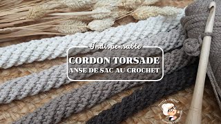 🧶 ANSES DE SACS PLUSIEURS TAILLES CORDON TORSADE  MODE HAUTE COUTURE  TUTO CROCHET🧶Mamie Crochet [upl. by Aube]