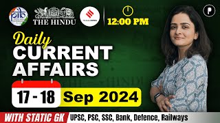 17  18 September Current Affairs 2024  Daily Current Affairs  Current Affairs Today [upl. by Recha]