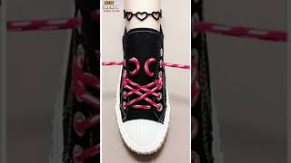 Very unique ways to tie your shoe laces Crisscross style shorts shoeslacestyles [upl. by Angie337]