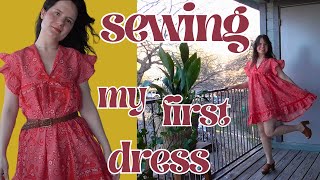 Turning Thrifted Fabric Into My Very First Dress  Sew Along With Me [upl. by Jolenta]