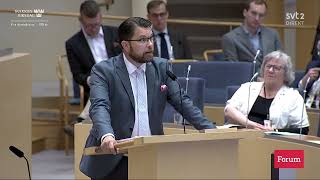 Magdalena Andersson är ansvarig för haveriet i Sverige  Jimmie Åkesson [upl. by Nnylyrehc]