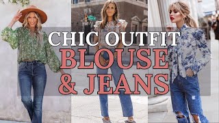 2024 Fashion Trends  Styling Floral Print Blouses with Jeans Effortless Chic Outfit Ideas [upl. by Olwen]