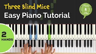 Three Blind Mice on the Piano 2 Hands  Easy Piano Tutorial for Beginners [upl. by Nomolos920]