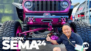 CLASSY to CRAZY Jeep Wrangler Gladiator Tesla Cybertruck and MORE at SEMA 2024  Pre Show Coverage [upl. by Janean]