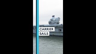 HMS Queen Elizabeth leaves Portsmouth Shorts [upl. by Thinia89]