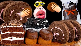 ASMR MUKBANG Chocolate cake ice cream Oreo milk waterfall 🍫 [upl. by Hughie]