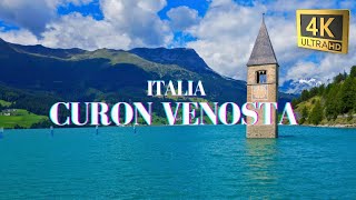 CURON VENOSTATHE UNDERWATER TOWN I ITALIA I4K DRONE AERIAL VIEWS WITH SUBTITLES I FUN FACTS [upl. by Dorothee]