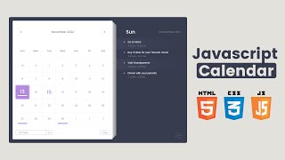 Modern Calendar with Todo in HTML CSS and JS Part 1  JavaScript Events Calendar [upl. by Krug496]