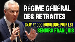 Régime Général Des Retraites CNAV €1000 homologué pour les seniors français [upl. by Yelserp]