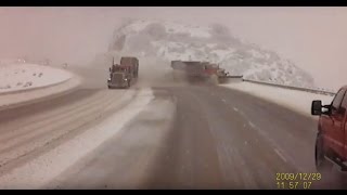 CRASH Semi forces snow plow in Utah off the road down a 300 foot embankment [upl. by Annaek706]